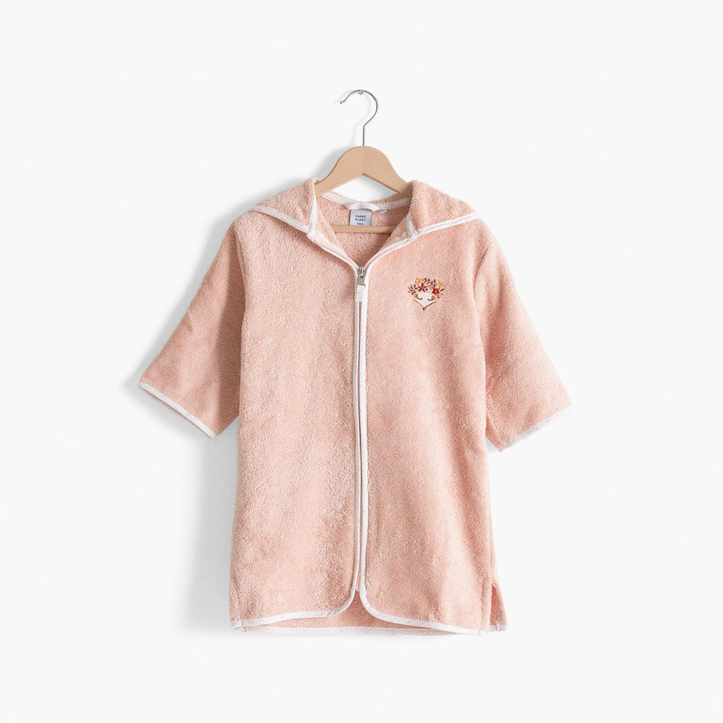 Illuminate pink baby bathrobe in organic cotton with zip hood - Carré Blanc Canada