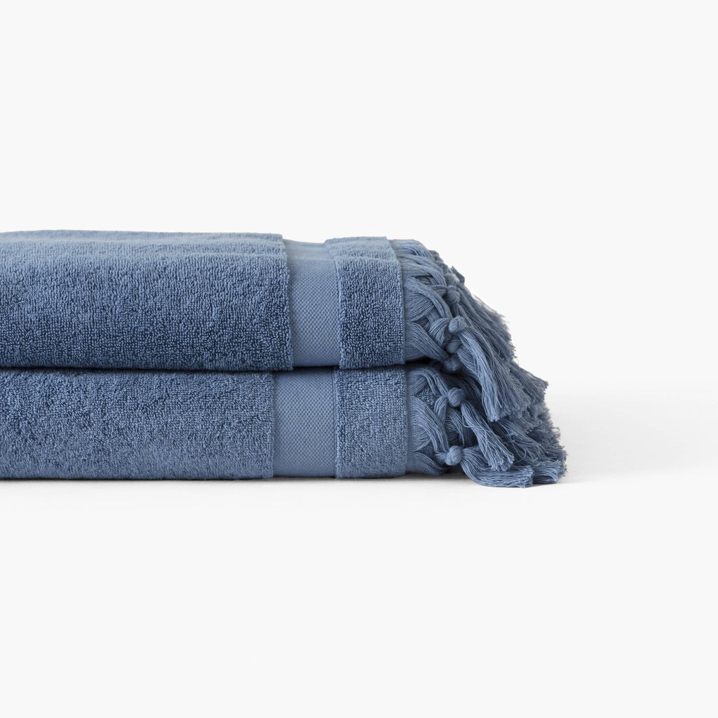 Madeleine Indigo Cotton Bath Towel - Carré Blanc Canada