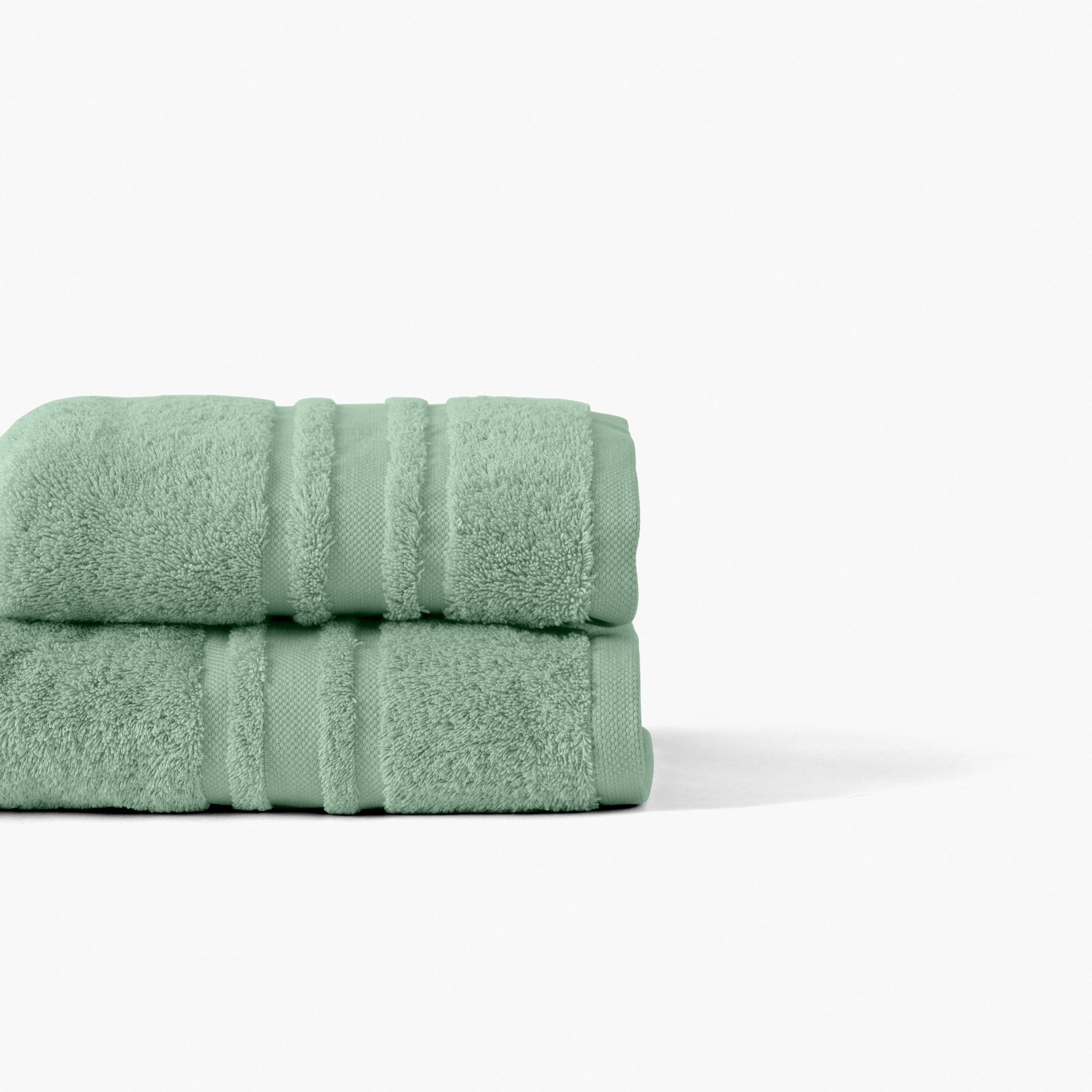 Serviette De Bain Réversible En Coton Jacquard - 70x120 Cm - Poids 600 G/m² - Coloris Vert Sauge - Bianca