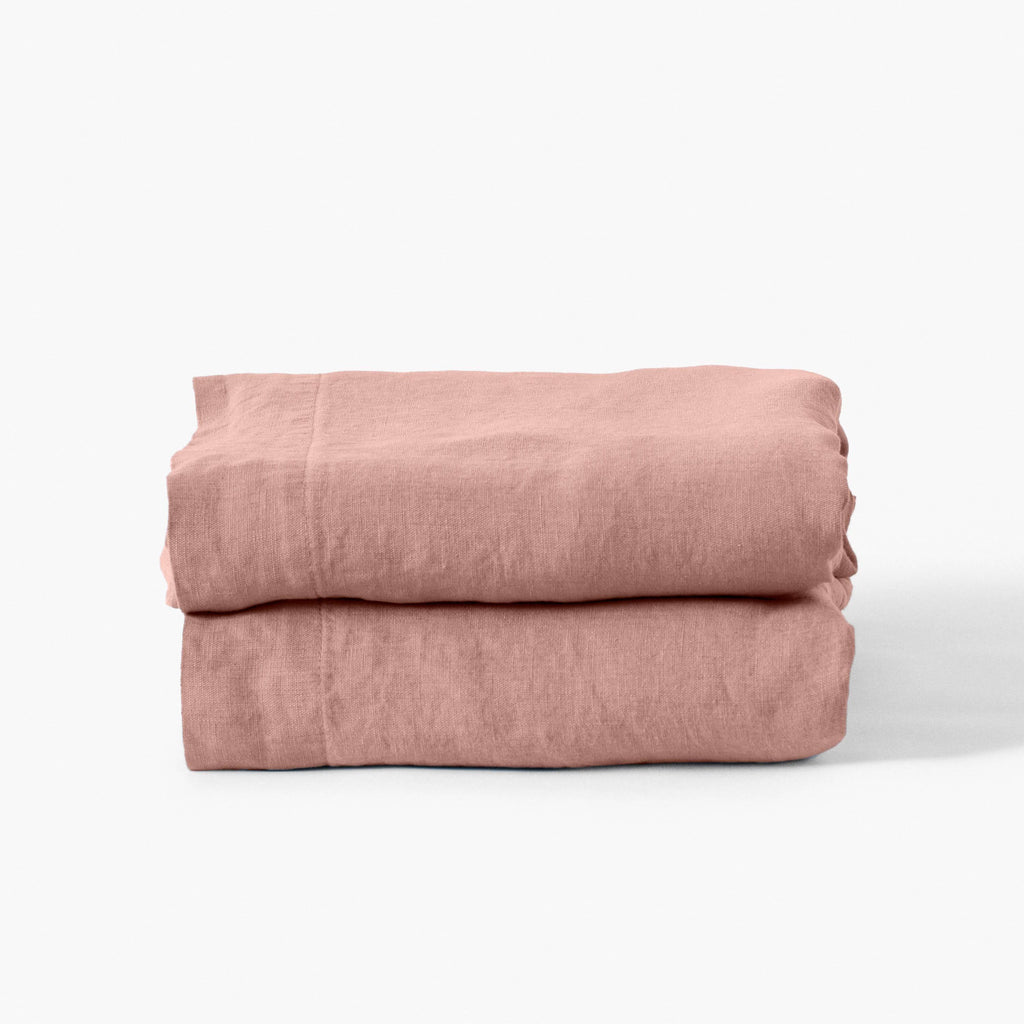 Flatsheet in Washed Linen Songe Ash Pink - Carré Blanc Canada