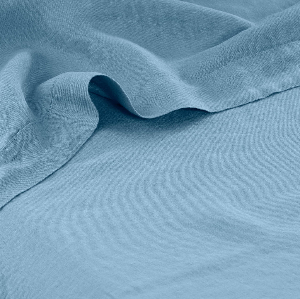 Flatsheet in Washed Linen Songe Baltic Blue - Carré Blanc Canada