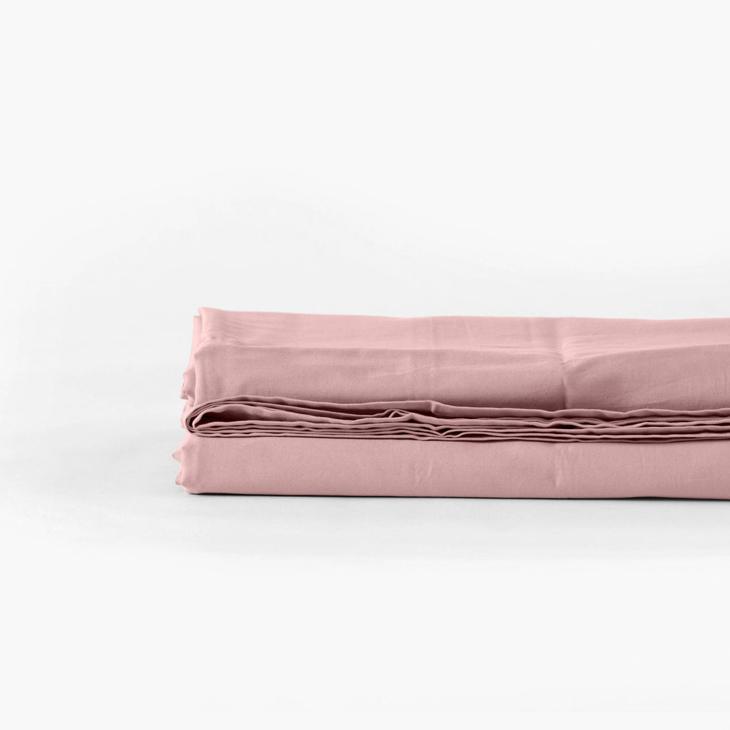 Quartz Blush Organic Washed Cotton Satin Bed Sheet - Carré Blanc Canada