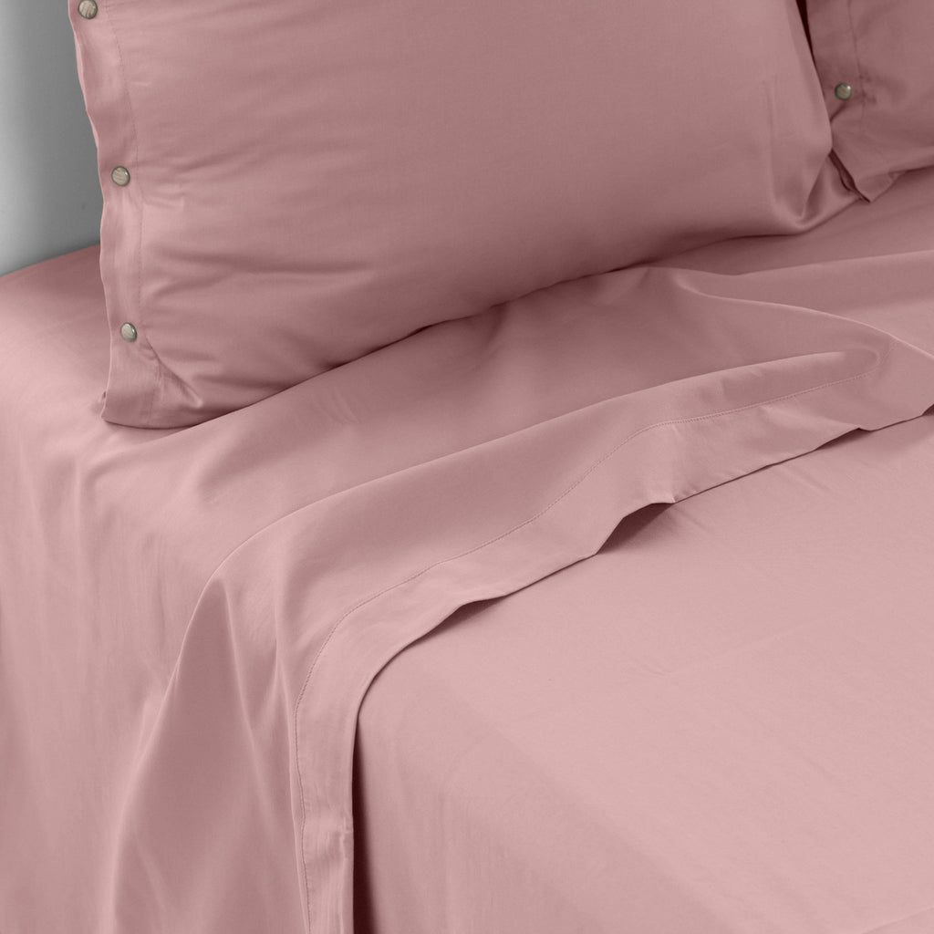 Quartz Blush Organic Washed Cotton Satin Bed Sheet - Carré Blanc Canada