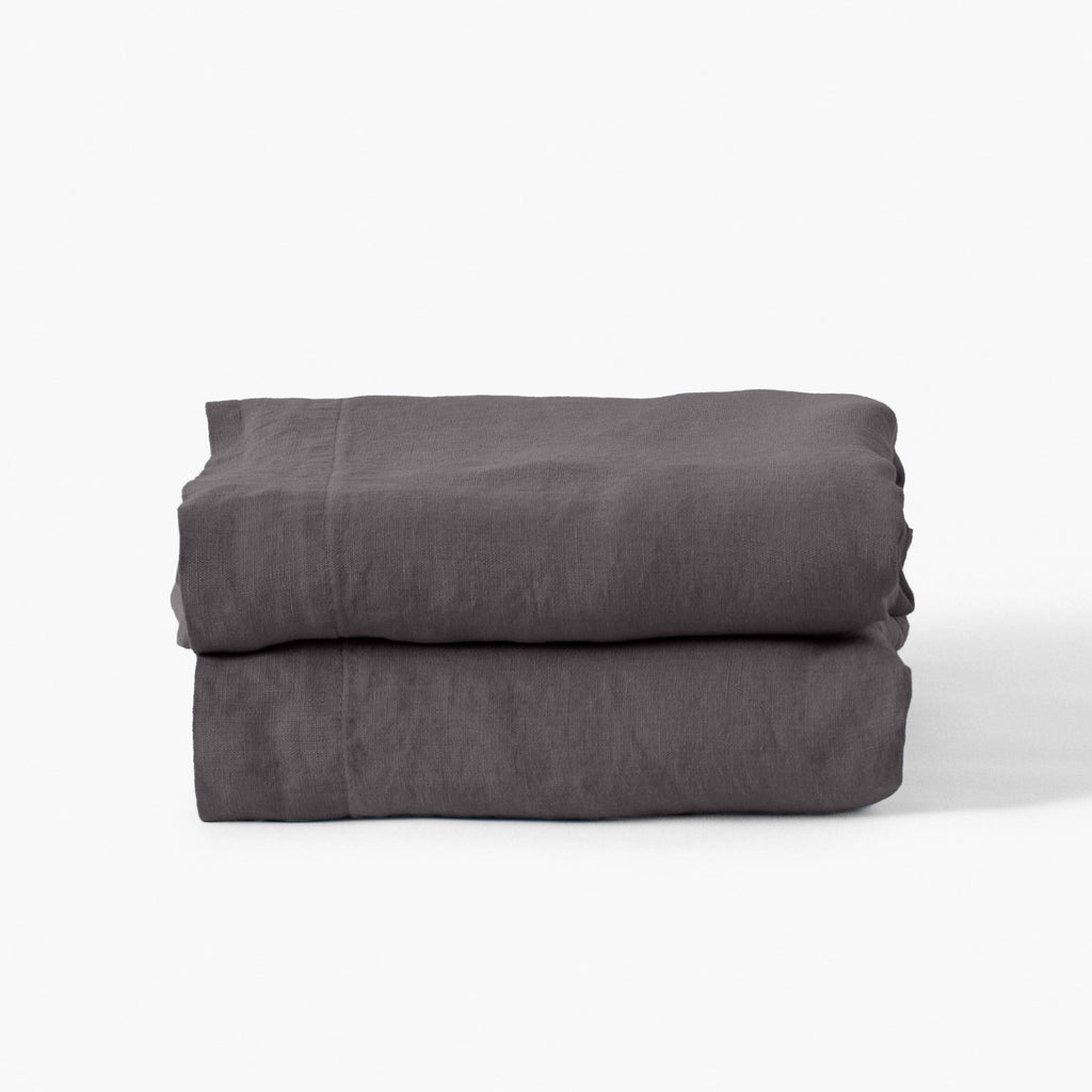Flatsheet in Washed Linen Songe Charcoal - Carré Blanc Canada