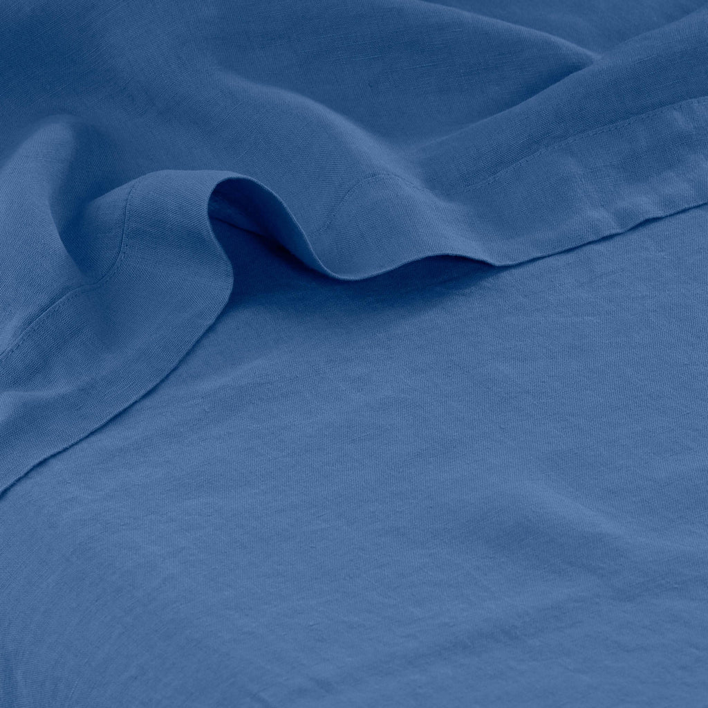 Flatsheet in Washed Linen Songe China Blue - Carré Blanc Canada