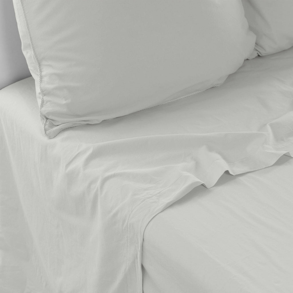 Flatsheet in Pure Organic Washed Cotton Souffle Cloud - Carré Blanc Canada