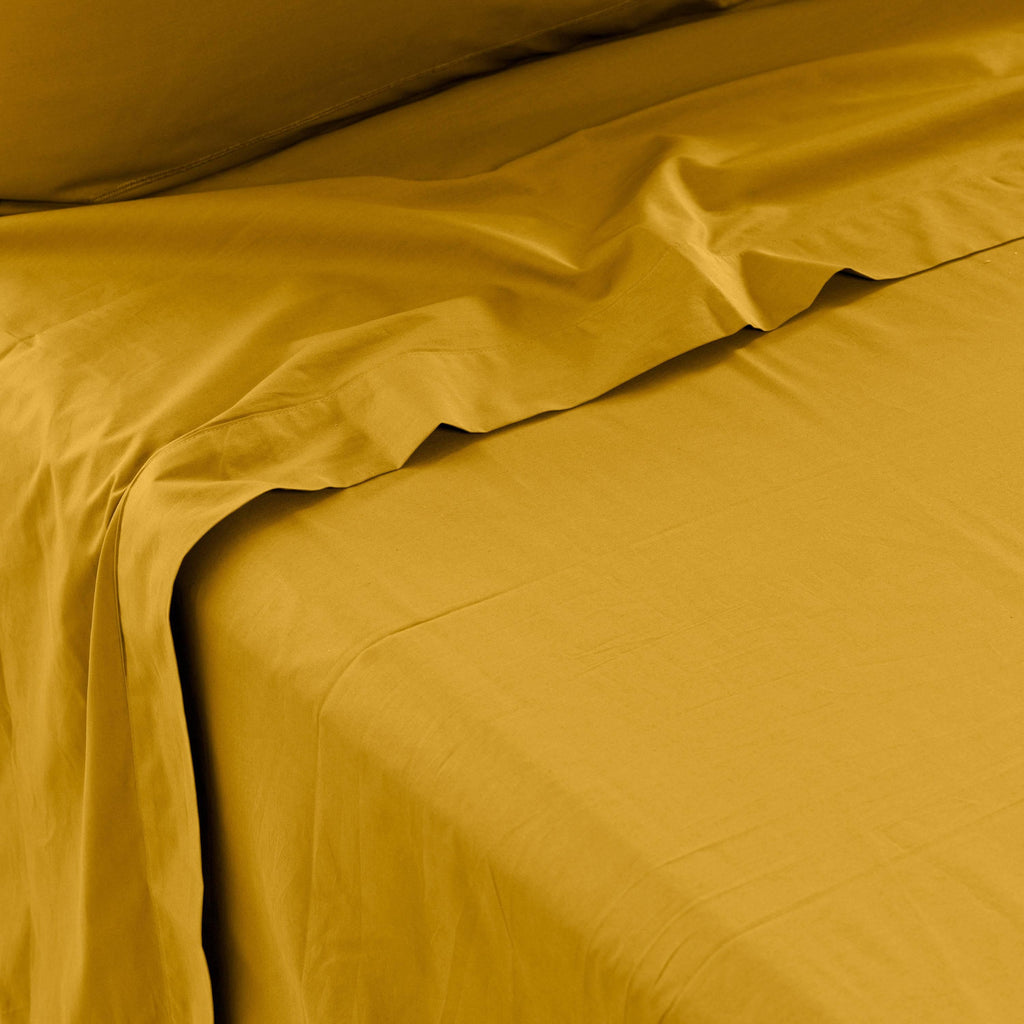Flatsheet in Cotton Percale Neo Curry - Carré Blanc Canada
