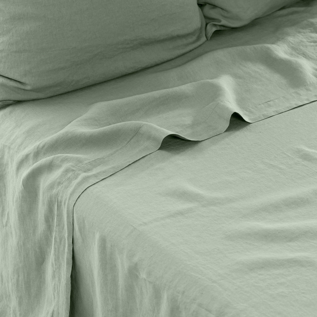 Flatsheet in Washed Linen Songe Eucalyptus - Carré Blanc Canada