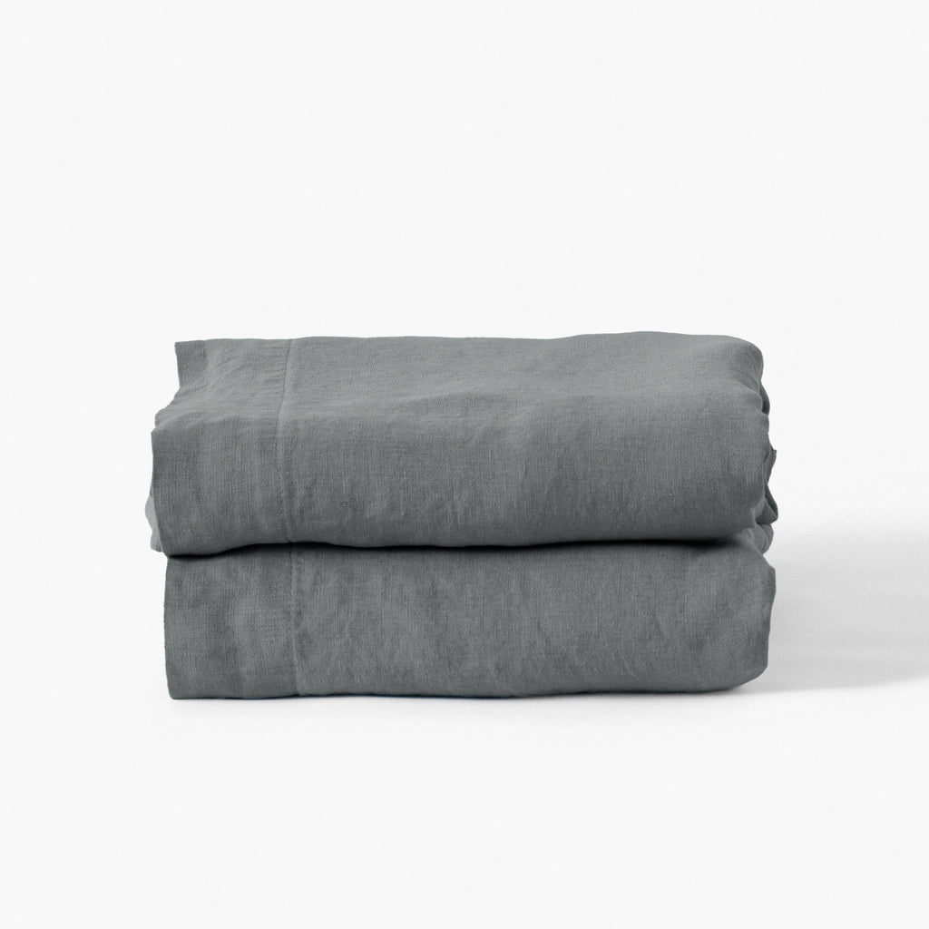 Flatsheet in Washed Linen Songe Ash Khaki - Carré Blanc Canada
