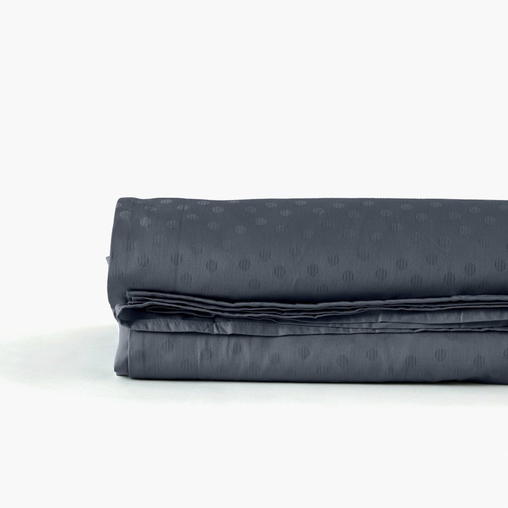 Flatsheet in Jacquard Cotton Sateen Prestige Midnight Blue - Carré Blanc Canada