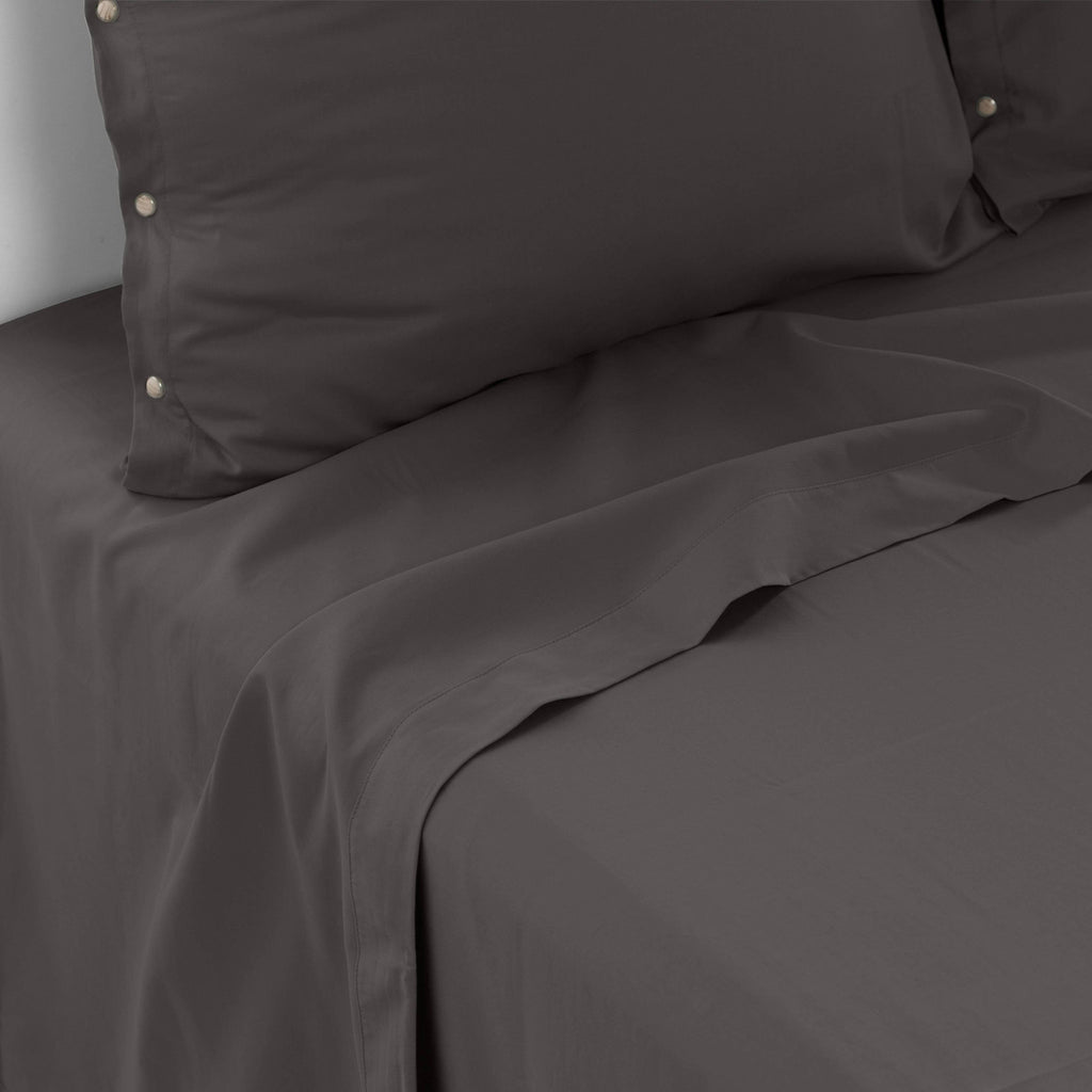 Quartz Pebble Organic Washed Cotton Satin Bed Sheet - Carré Blanc Canada