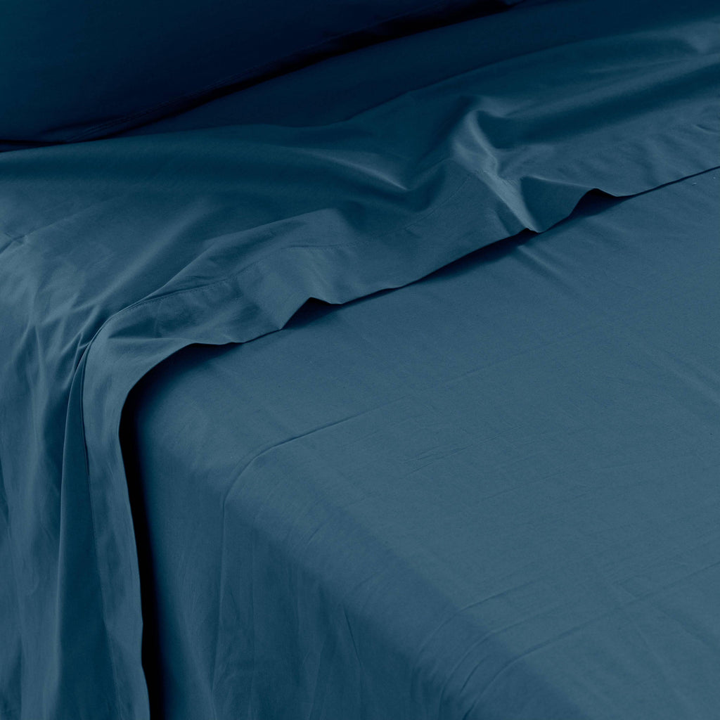 Flatsheet in Cotton Percale Neo Prussian Blue - Carré Blanc Canada