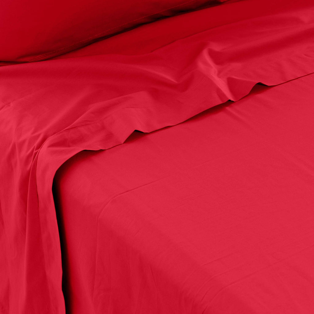 Flatsheet in Cotton Percale Neo Red - Carré Blanc Canada
