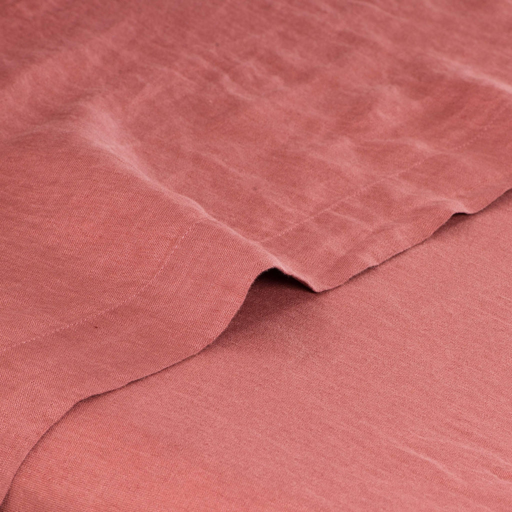 Flatsheet in Washed Linen Songe Rosewood - Carré Blanc Canada