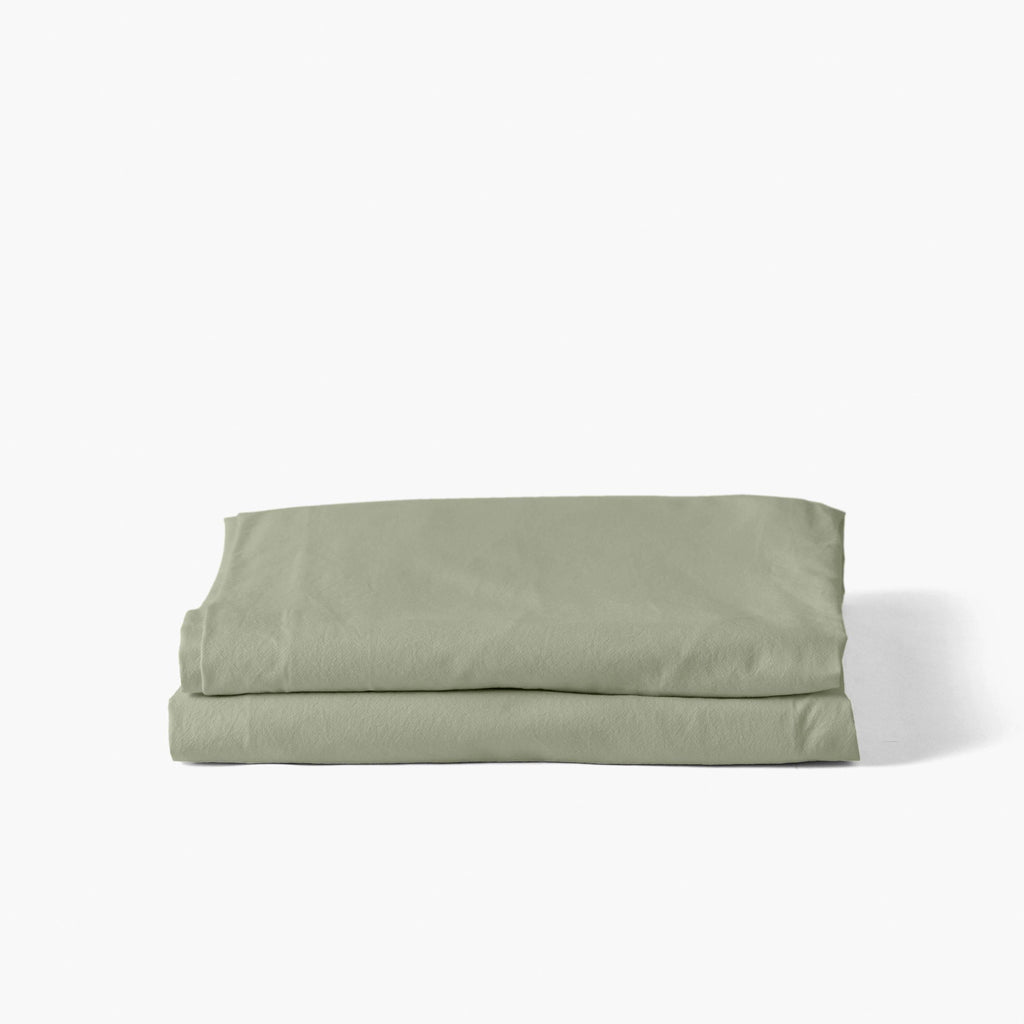 Souffle Flatsheet in Pure Organic Washed Cotton Sage - Carré Blanc Canada