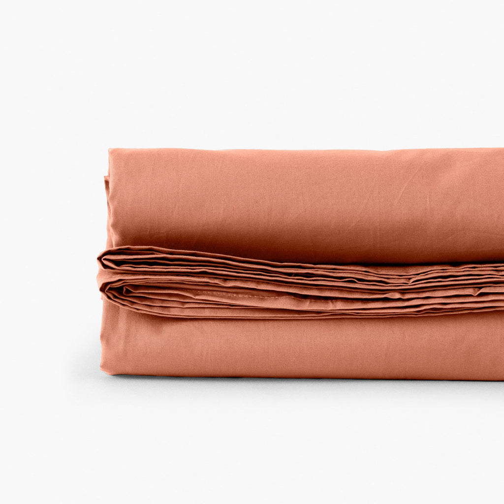 Flatsheet in Cotton Percale Neo Terracotta - Carré Blanc Canada