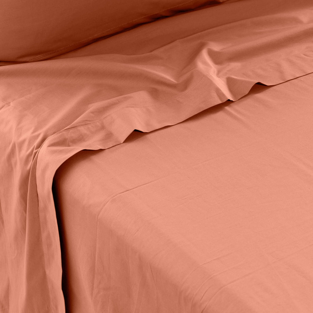 Flatsheet in Cotton Percale Neo Terracotta - Carré Blanc Canada