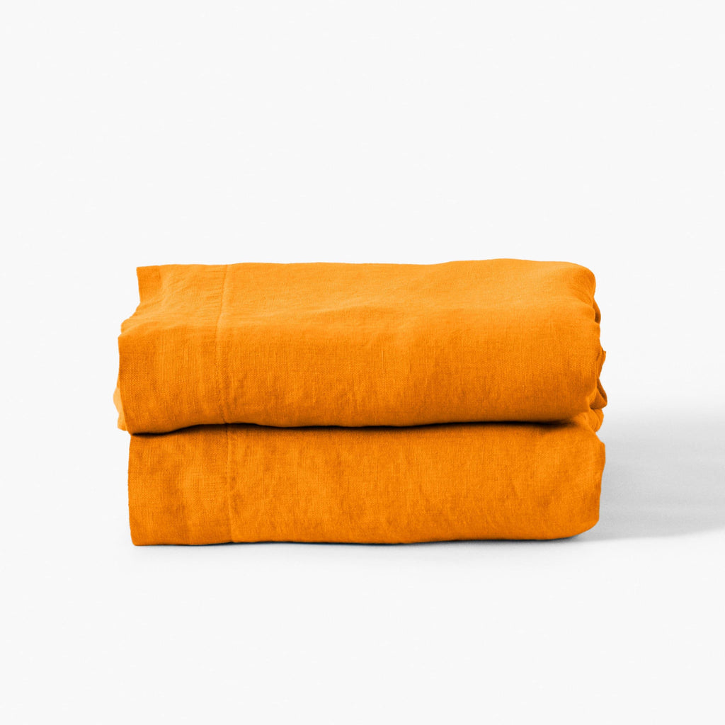 Flatsheet in Washed Linen Songe Turmeric - Carré Blanc Canada