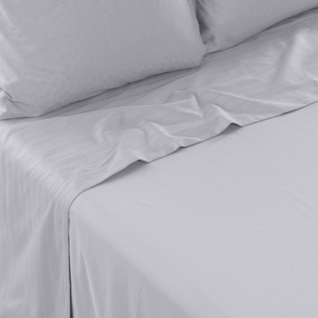 Flatsheet in Jacquard Cotton Sateen Prestige Turtle Dove - Carré Blanc Canada