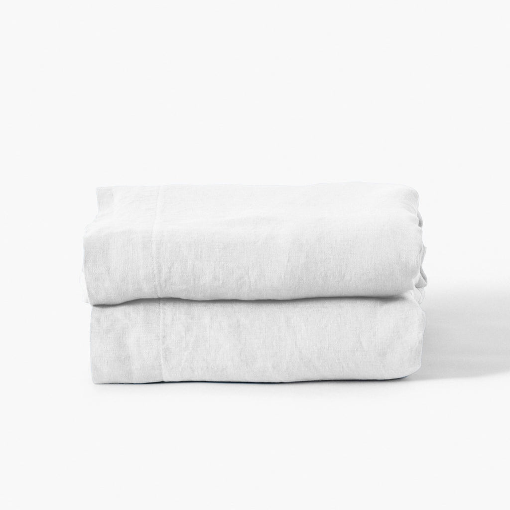 Flatsheet in Washed Linen Songe White - Carré Blanc Canada