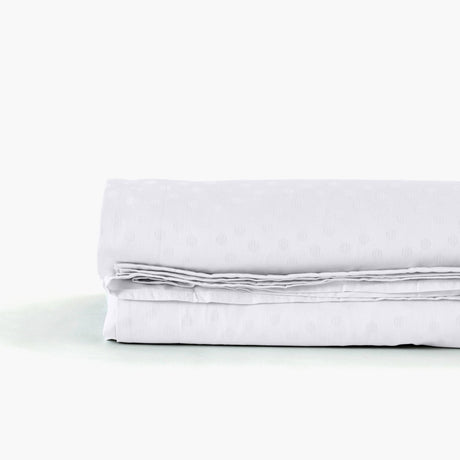 Flatsheet in Jacquard Cotton Sateen Prestige White - Carré Blanc Canada