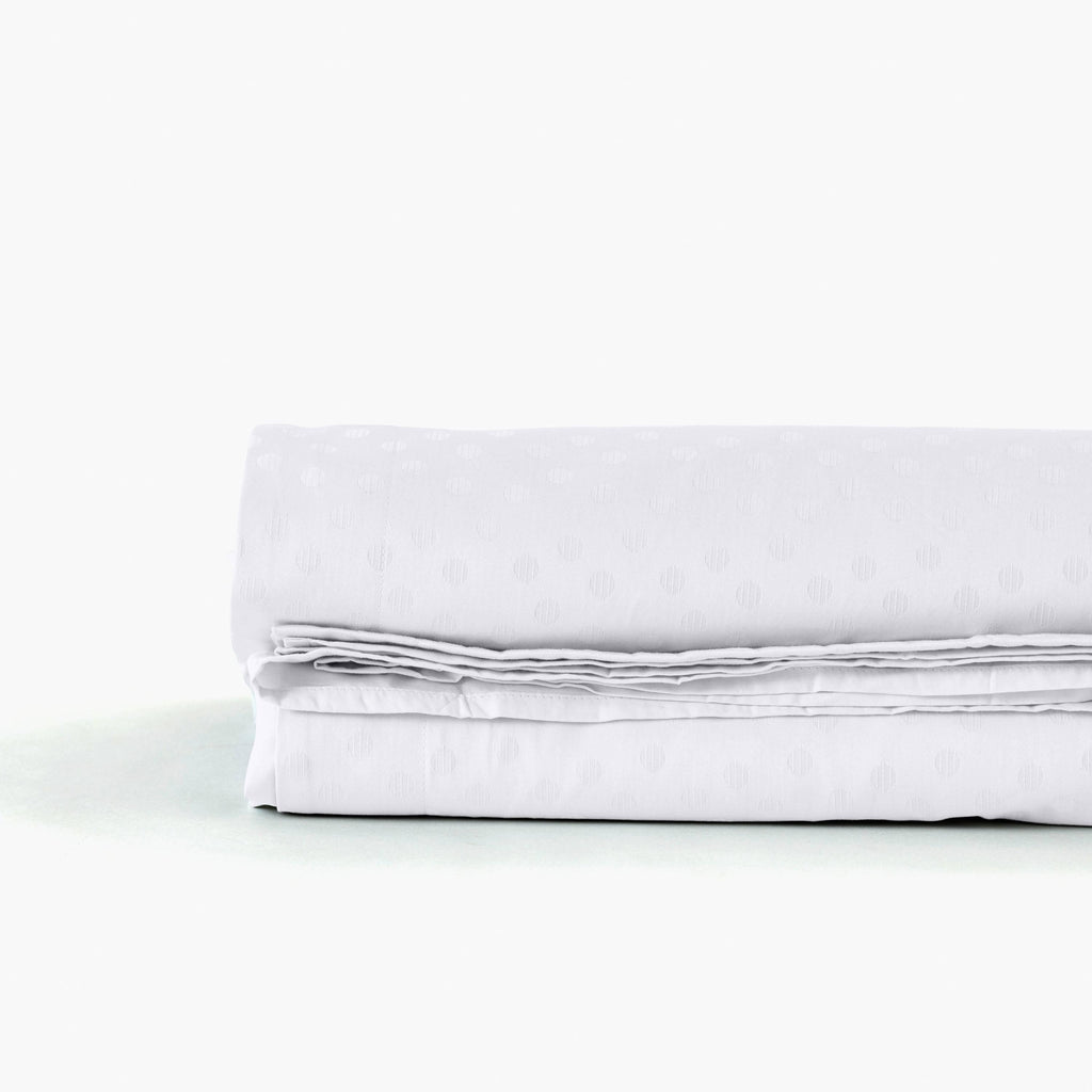 Flatsheet in Jacquard Cotton Sateen Prestige White - Carré Blanc Canada
