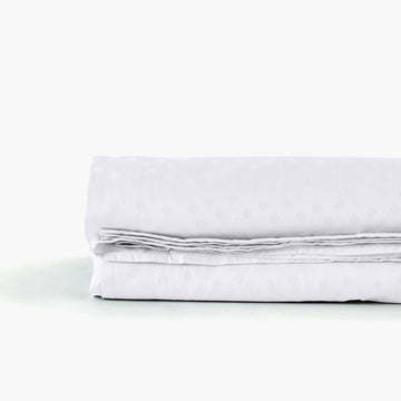 Flatsheet in Jacquard Cotton Sateen Prestige White - Carré Blanc Canada