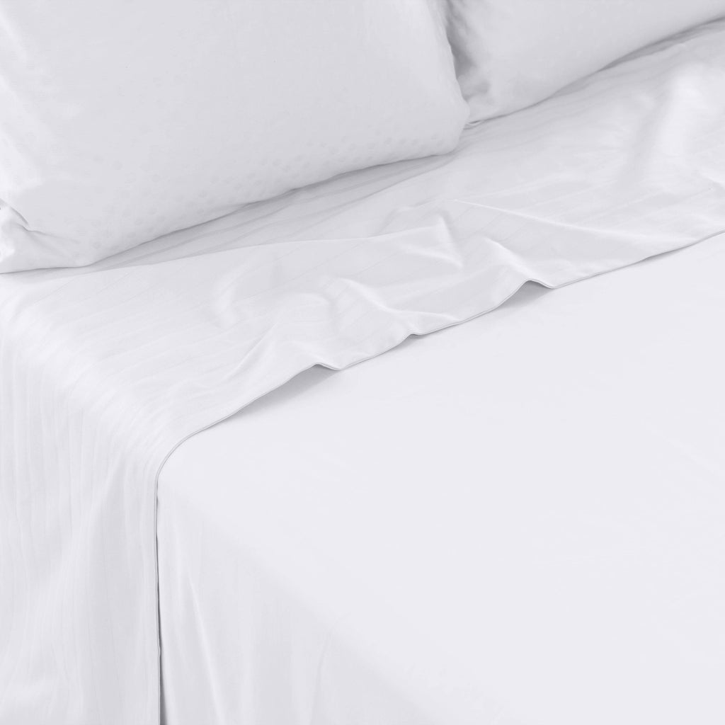 Flatsheet in Jacquard Cotton Sateen Prestige White - Carré Blanc Canada