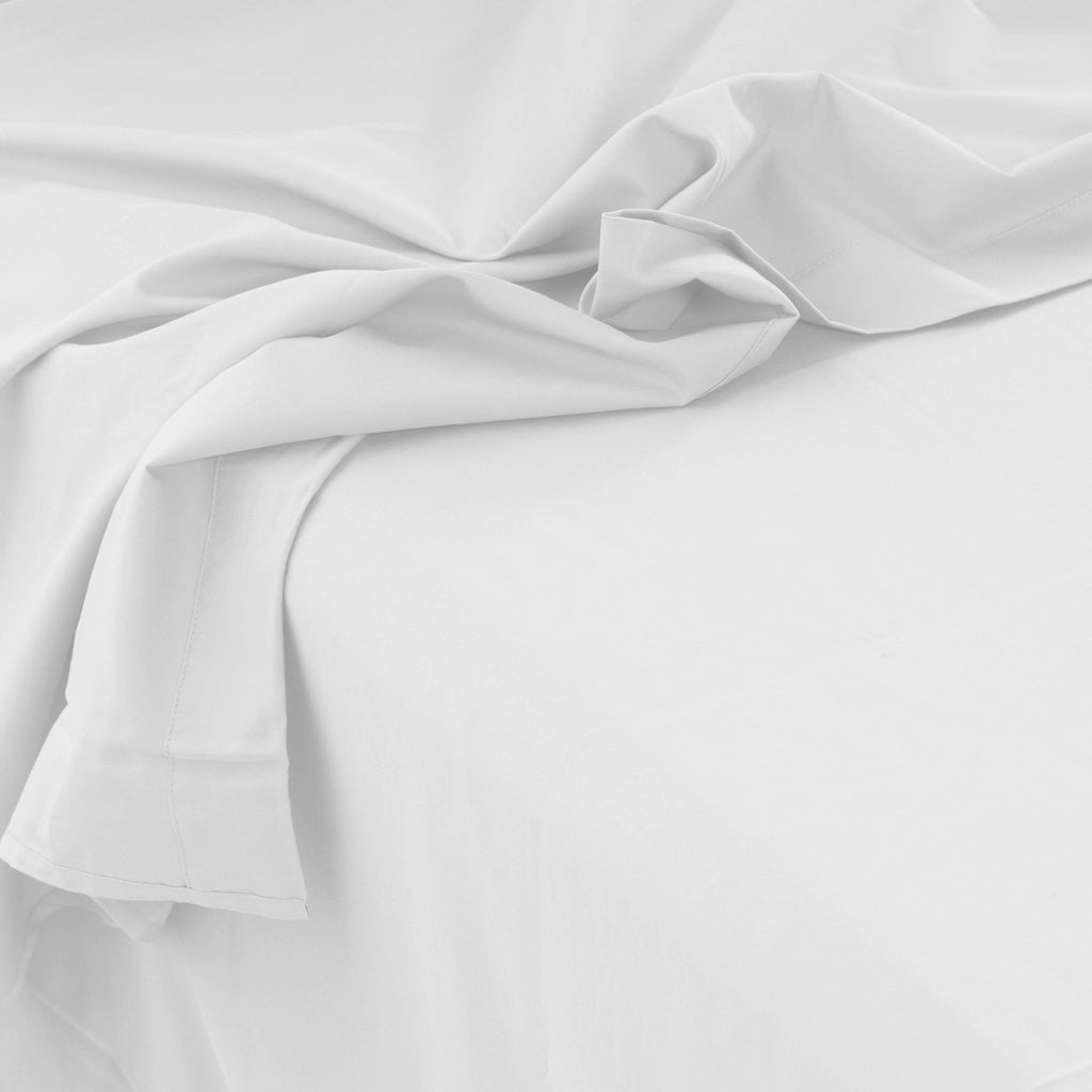 Quartz White Organic Washed Cotton Satin Bed Sheet - Carré Blanc Canada