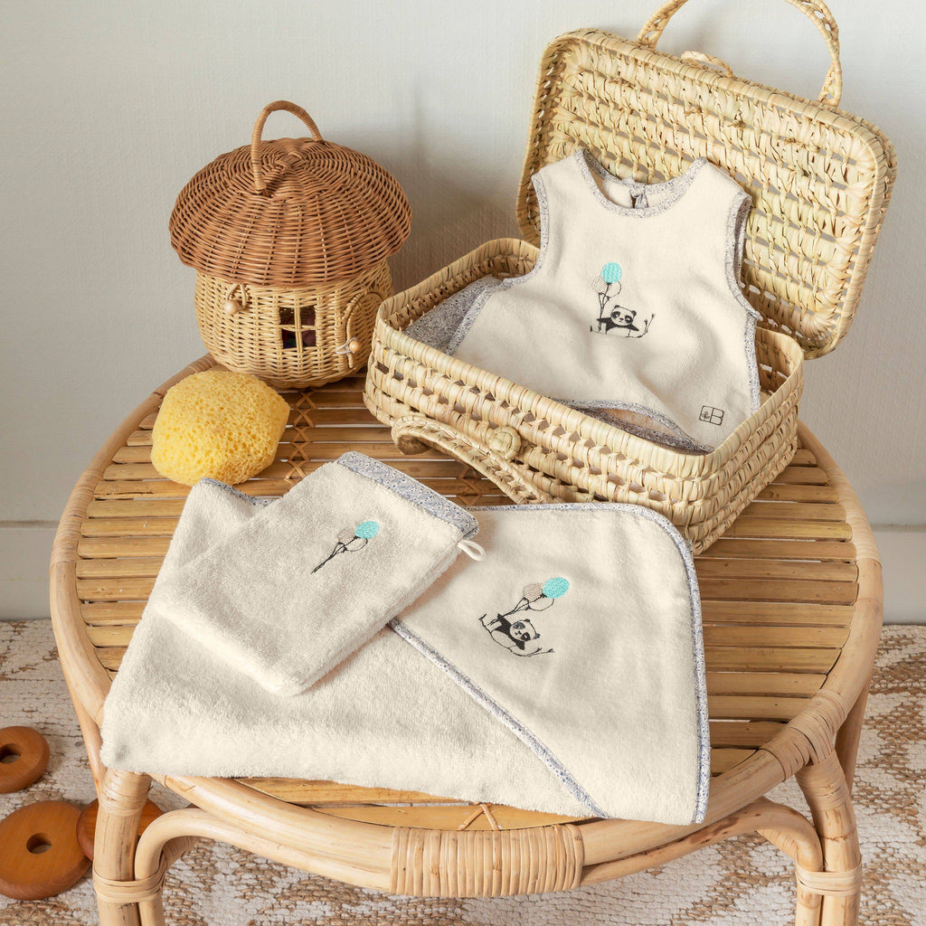 Festine cream organic cotton velvet bib - Carré Blanc Canada