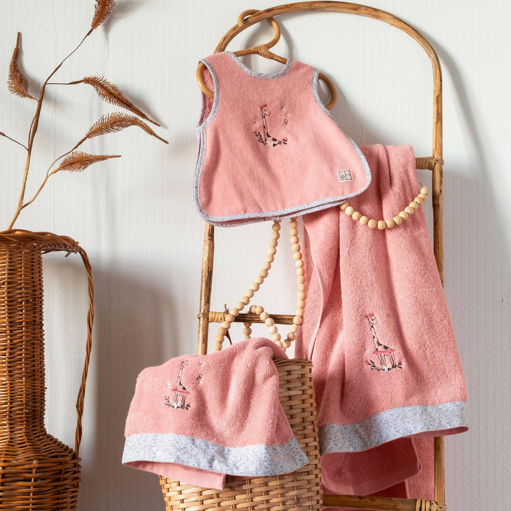 Festine Organic Cotton Velvet Bib Sorbet Pink - Carré Blanc Canada