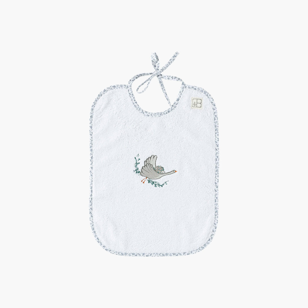 Organic Cotton Bib with Animal Embroidery Câline White - Carré Blanc Canada
