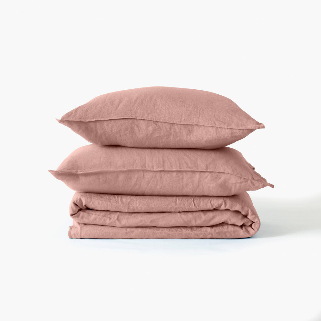 Duvet Cover in Linen and Washed Cotton Songe Ash Pink - Carré Blanc Canada