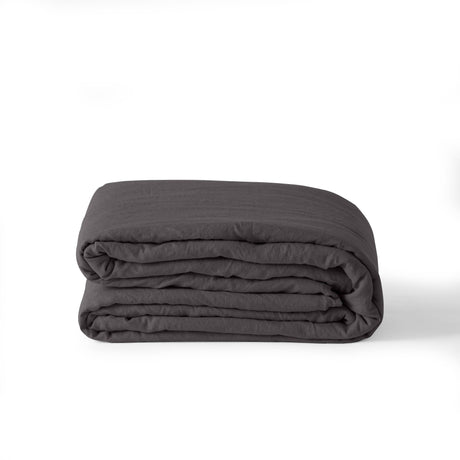 Duvet Cover in Linen and Washed Cotton Songe Charcoal - Carré Blanc Canada