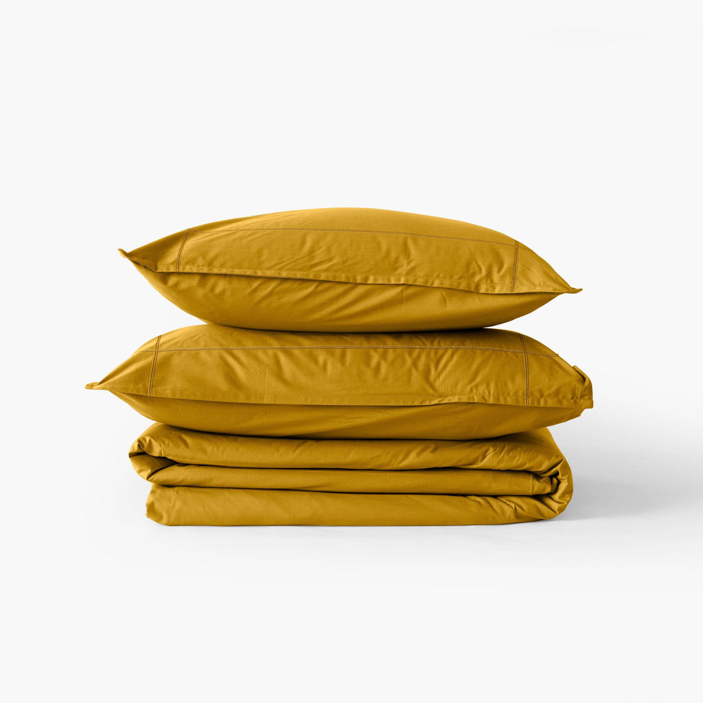 Neo Duvet Cover in Cotton Percale Curry - Carré Blanc Canada