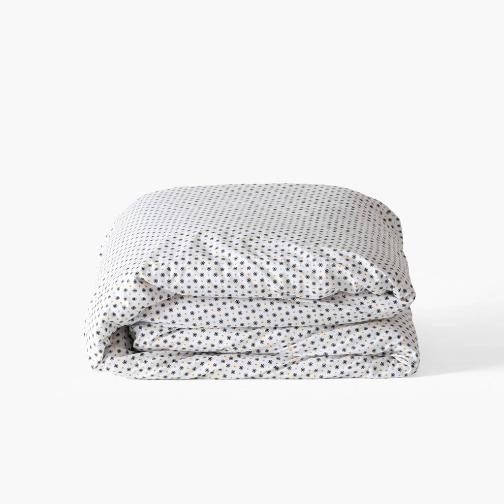 Neo Cotton Percale Duvet Cover Anthracite Geometric - Carré Blanc Canada