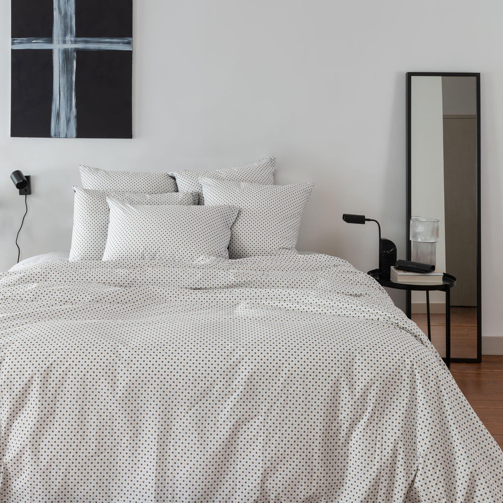 Neo Cotton Percale Duvet Cover Anthracite Geometric - Carré Blanc Canada