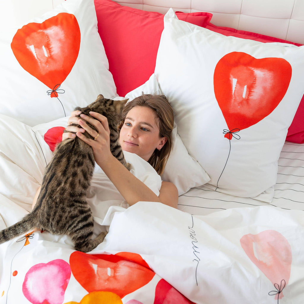 Mon Amour Cotton Percale Duvet Cover - Carré Blanc Canada