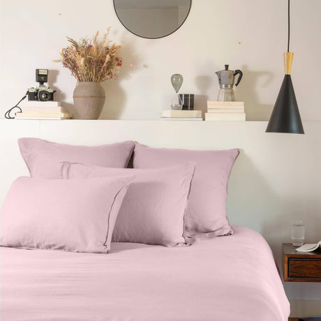 Duvet Cover in Linen and Washed Cotton Songe Powder - Carré Blanc Canada