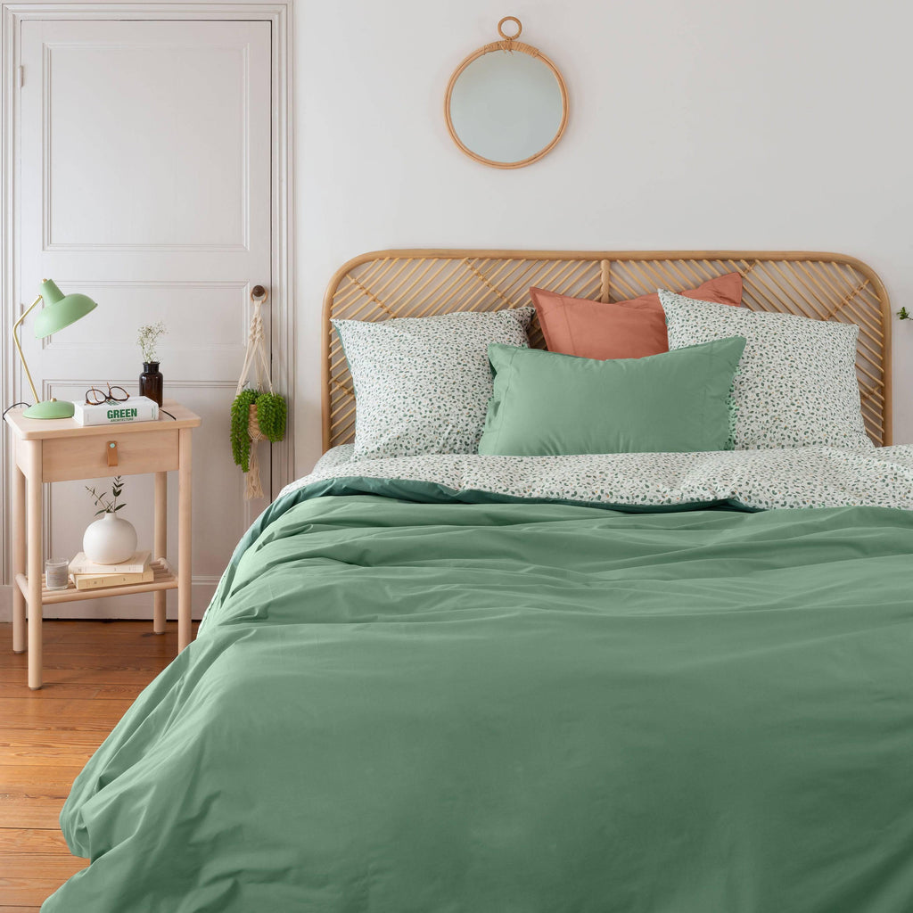 Duvet Cover in Cotton Percale Neo Vegetal Thyme - Carré Blanc Canada