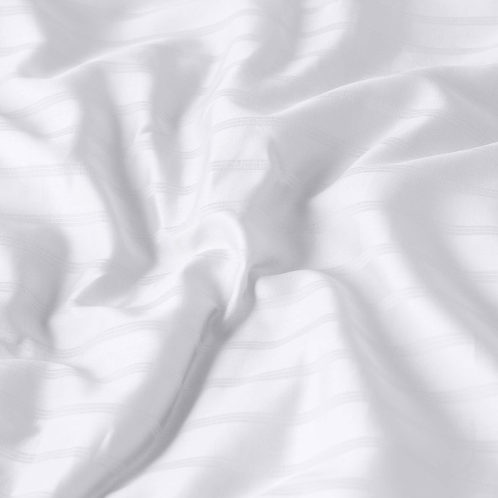 Duvet Cover in Jacquard Cotton Sateen Dots and Stripes Prestige White - Carré Blanc Canada