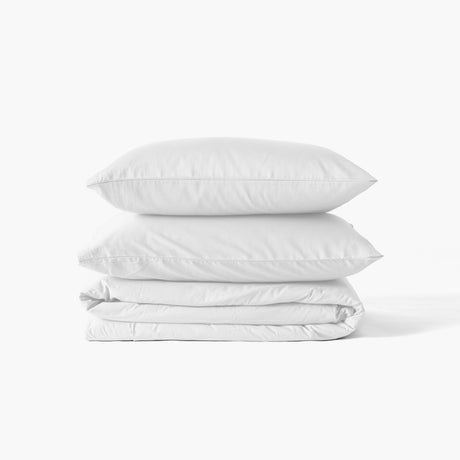 Duvet Cover in Organic Washed Cotton Sateen Quartz White - Carré Blanc Canada