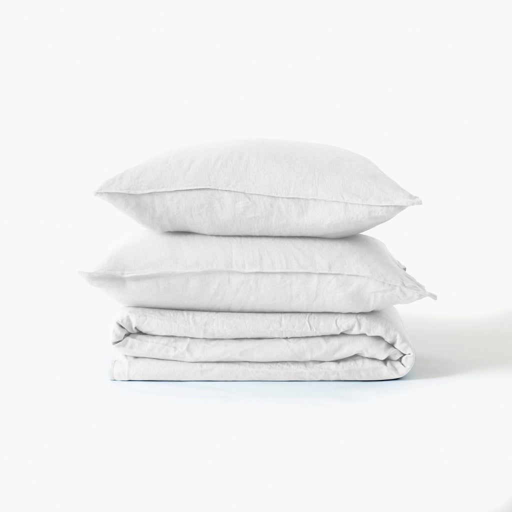 Duvet Cover in Linen and Washed Cotton Songe White - Carré Blanc Canada