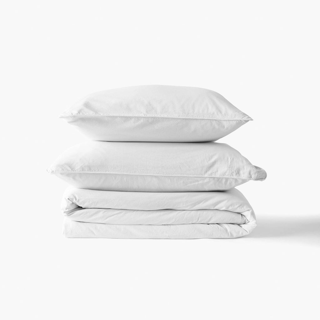 Duvet Cover in Pure Organic Washed Cotton Souffle White - Carré Blanc Canada