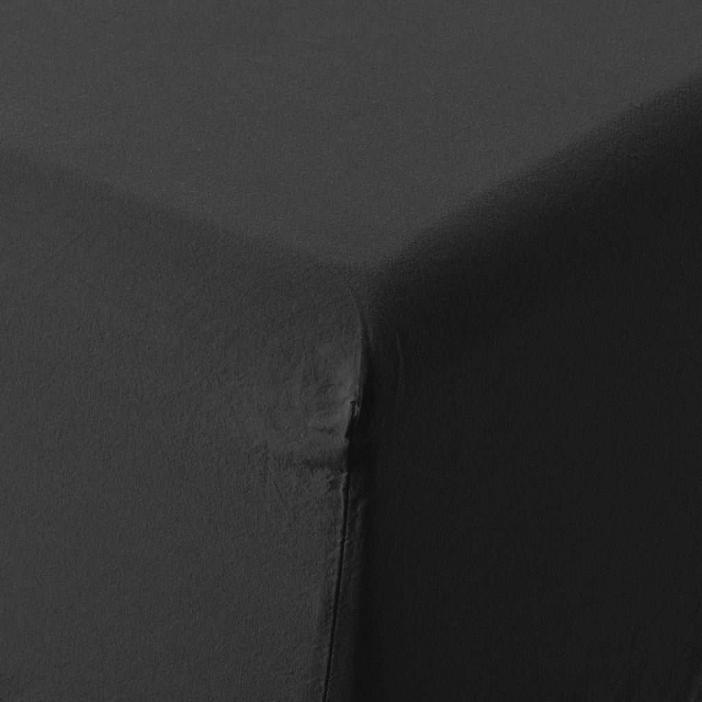 Fitted Sheet in Washed Cotton Songe Anthracite - Carré Blanc Canada