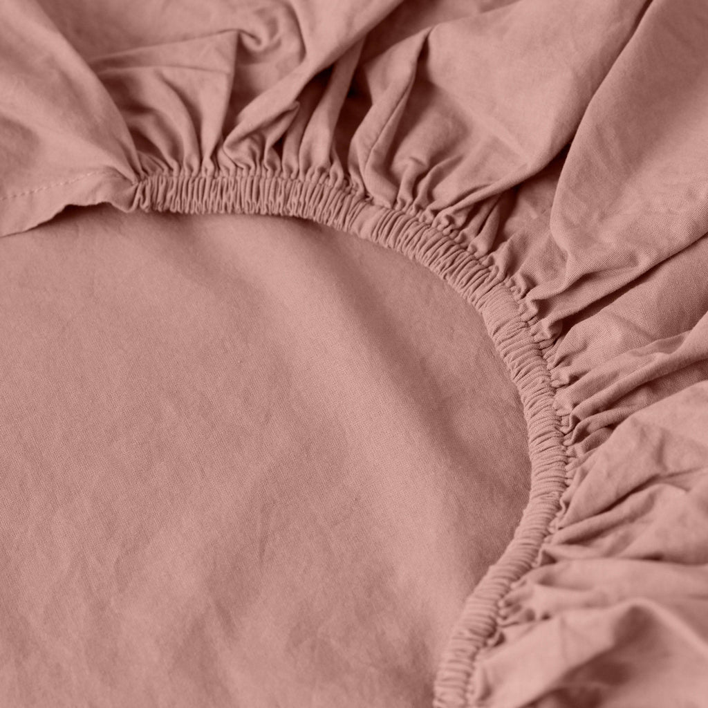 Fitted Sheet in Washed Cotton Songe Ash Pink - Carré Blanc Canada