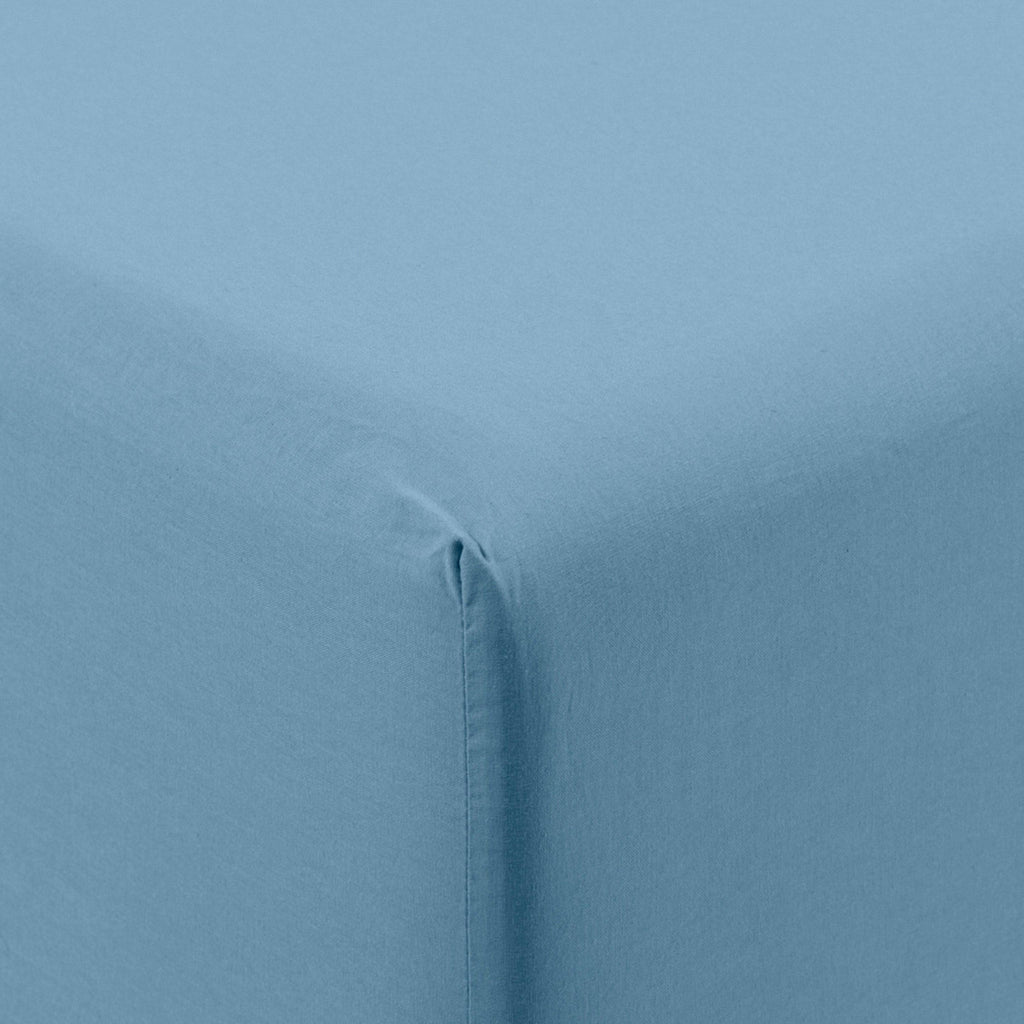 Fitted Sheet in Washed Cotton Songe Baltic Blue - Carré Blanc Canada