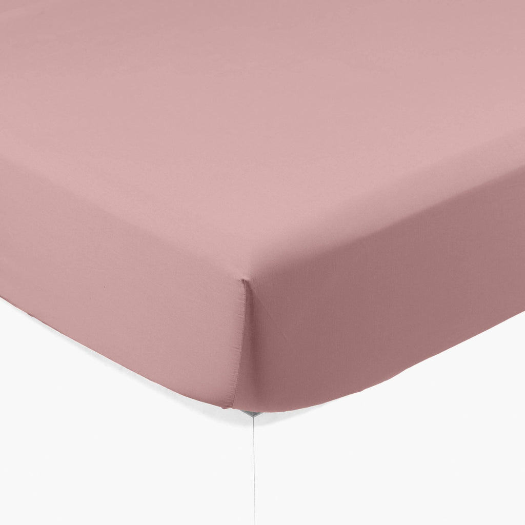 Fitted Sheet in Organic Washed Cotton Satin Quartz Blush - Carré Blanc Canada