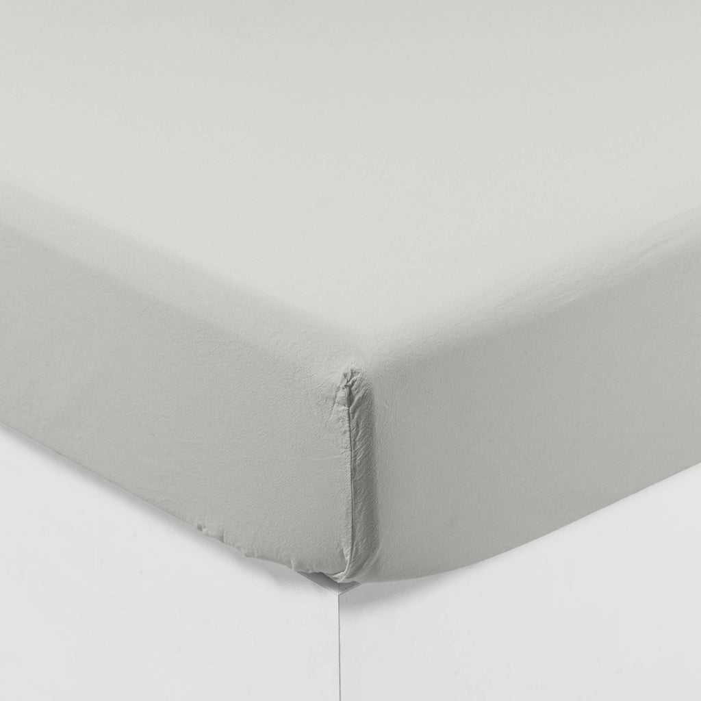 Fitted Sheet in Pure Organic Washed Cotton Souffle Cloud - Carré Blanc Canada