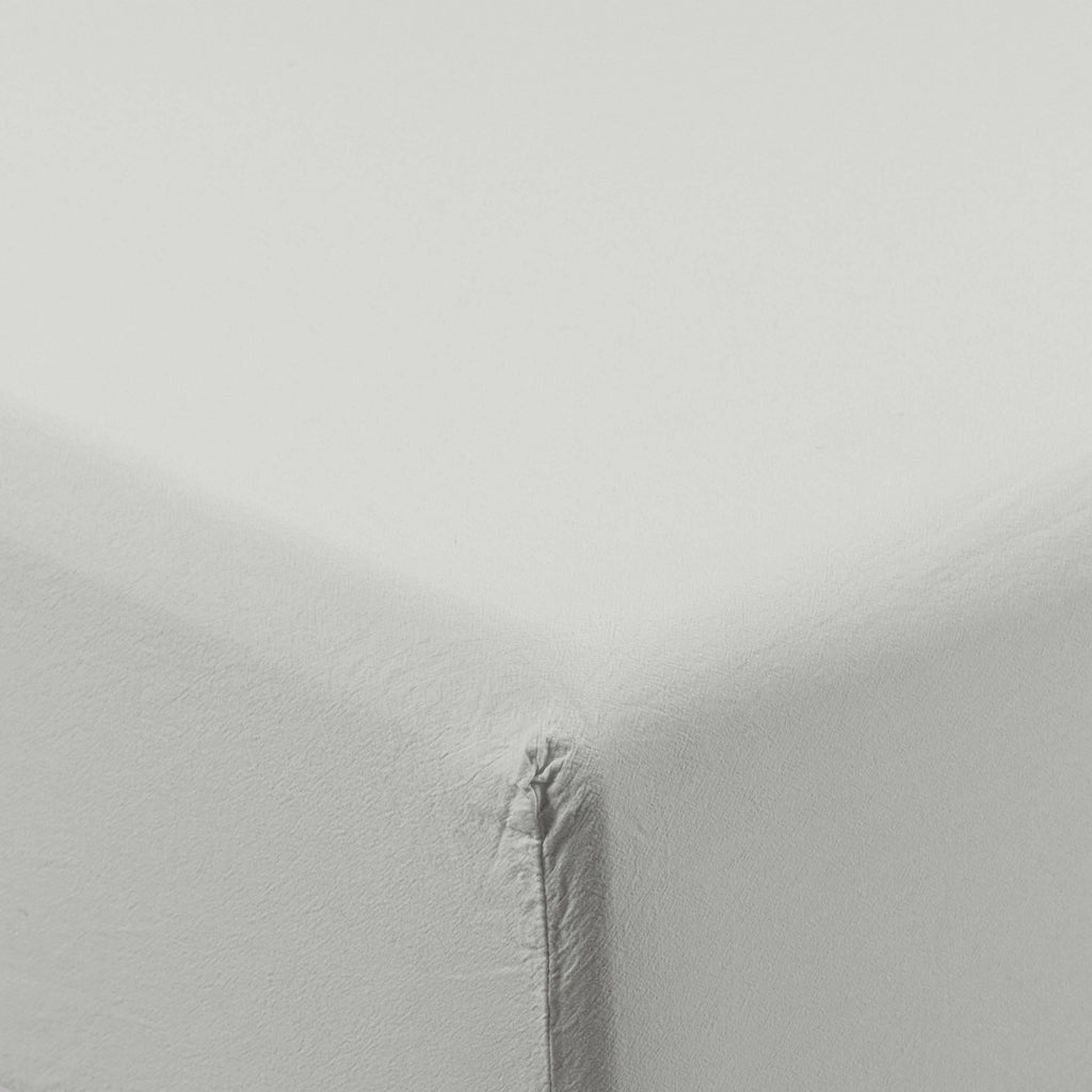 Fitted Sheet in Pure Organic Washed Cotton Souffle Cloud - Carré Blanc Canada